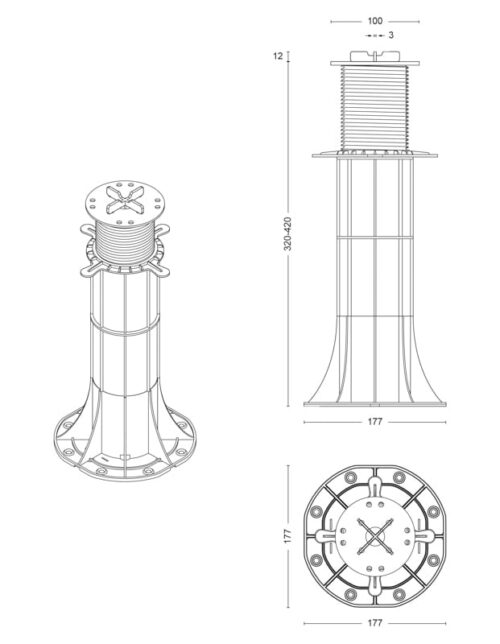 Ploturi STANDARD 320–420mm - gresie sau deck - imagine 3
